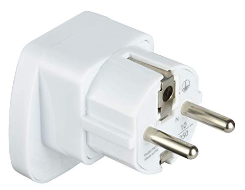 Electraline 70034 Adaptador de Viaje Enchufe alemán Schuko, Blanco, Mundo a Francia/Europa