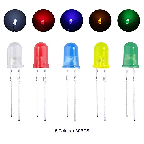 ELEGOO 3mm y 5mm Diffused y Clear Assorted LED Diodos Kit 5 Colores para Arduino (Paquete de 600)