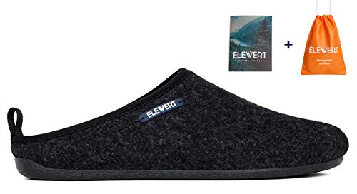 ELEWERT® - NATURAL-W1BLACK- Zapatillas para casa, Confort, Unisex, Interior, Exterior, Suela de Caucho, Plantilla extraíble reciclada, Designed IN Europe, Made IN Spain. Talla 44