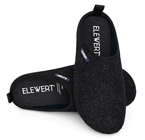 ELEWERT® - NATURAL-W1BLACK- Zapatillas para casa, Confort, Unisex, Interior, Exterior, Suela de Caucho, Plantilla extraíble reciclada, Designed IN Europe, Made IN Spain. Talla 44