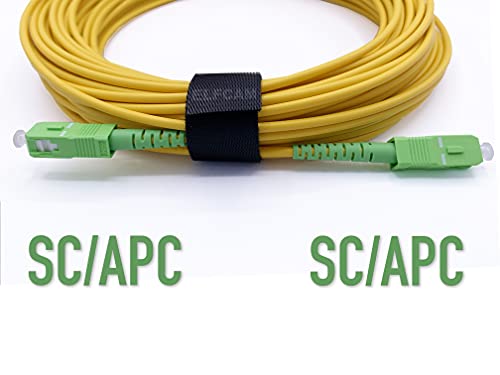 Elfcam® - Fibra óptica cable SC / APC a SC / APC monomodo simplex 9/125, Compatible con Orange, Movistar, Vodafone y Jazztel, 5 metros