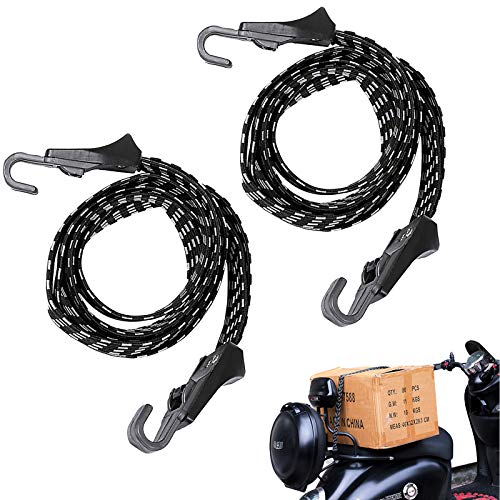 Elinala Pulpos Elasticos Transporte, Cuerdas Elasticas Bicicleta, 2 Piezas Cuerda Elástica Fija Multifuncional para Equipaje de Motocicleta y Bicicleta 3 en 1 con Gancho (68 cm)