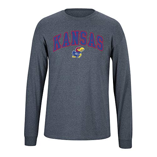 Elite Fan Shop - Camiseta de Manga Larga para Hombre, Color Gris Oscuro, Hombre, 16854_DH_Arch, Kansas Jayhawks Dark Heather, Extra-Large