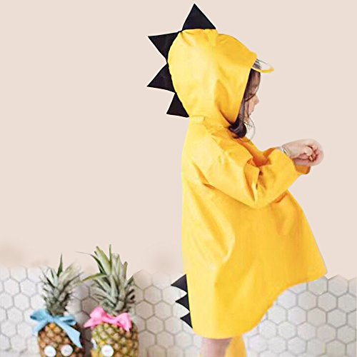 enbihouse Chubasquero para niños, Capa de Lluvia de Dibujos Animados para niños Chaqueta de Lluvia al Aire Libre con Forma de Dinosaurio para niños o niñas (M)