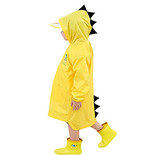 enbihouse Chubasquero para niños, Capa de Lluvia de Dibujos Animados para niños Chaqueta de Lluvia al Aire Libre con Forma de Dinosaurio para niños o niñas (M)