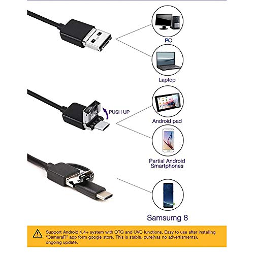 Endoscopio 3 en 1 tipo C USB cámara de inspección para cámaras industriales HD endoscopio, cámara de inspección impermeable