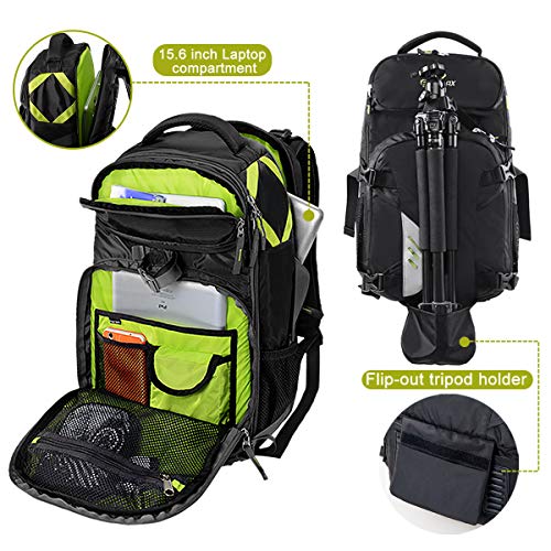 Endurax Mochila para cámara portátil para viajes al aire libre, senderismo, ajuste 2 DSLR / SLR 4-6 lentes para mujer y hombre