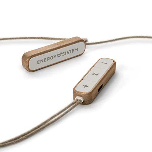 Energy Sistem Earphones Eco Bluetooth Beech Wood Auriculares (Intrauditivos, Madera Sostenible, Cable de cáñamo, Micrófono, USB Tipo C, Bluetooth 5.1)- Haya