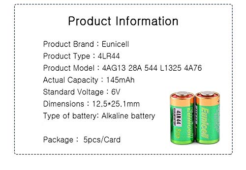 Energy01 - Lote de 20 pilas 4LR44 6 V alcalinas sin Mercurio PX28, 4G13, 476A, L1325, A544, A4034PX para el mando a distancia, láser rojo, Stop Barking y collar antiladridos (20 pilas)