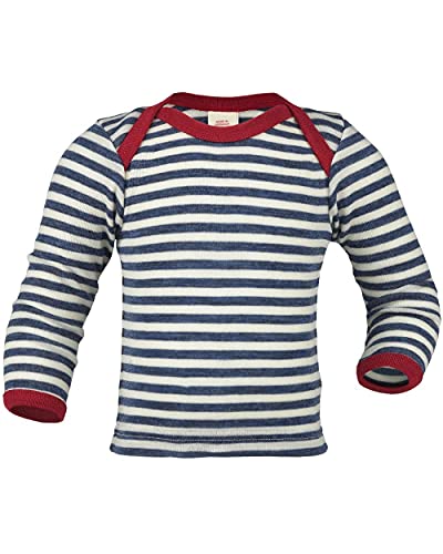 Engel , Camiseta interior para bebé de manga larga, 100% lana de cultivo ecológico Azul jaspeado/natural. 86/92 cm