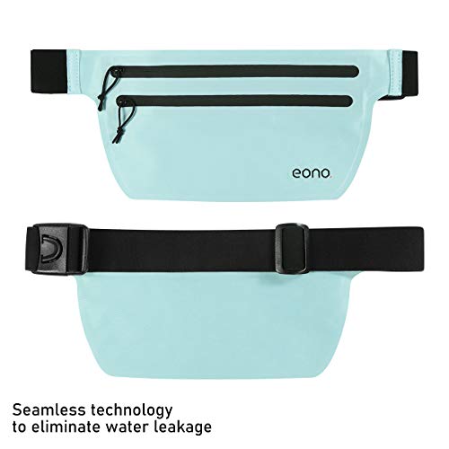 Eono Essentials - Cinturón portaobjetos Resistente al Agua con Banda elástica Ajustable para Hacer Ejercicio, Running, rutas en Bici y Actividades al Aire Libre (Azul)