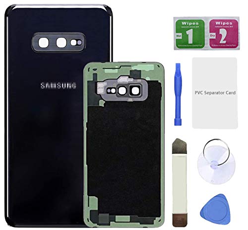 Eonpam Tapa batería Vidrio Trasera Reemplazo para (Samsung Galaxy S10e) Kit reparación Original Cristal Trasero con Lente de cámara (Prisma Negro)