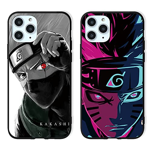 Eouine [2 Piezas] Fundas para Samsung Galaxy A8 2018 5,6",Anti Golpes Suave TPU Silicona Carcasa con Naruto-Manga Anime Ninja Patrón Antichoque Protectora Case Compatible con Samsung A8 2018, 01