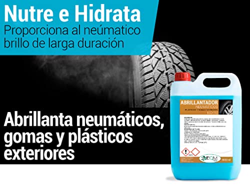 EQM SOLUCIONES QUIMICAS Ecosoluciones Químicas ECO-110 | 5 litros | Abrillantador de Neumáticos y Plásticos Exteriores. Hidrata y Restaura.