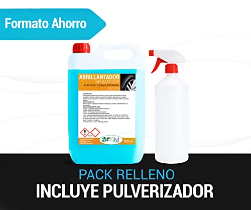 EQM SOLUCIONES QUIMICAS Ecosoluciones Químicas ECO-110 | 5 litros | Abrillantador de Neumáticos y Plásticos Exteriores. Hidrata y Restaura.