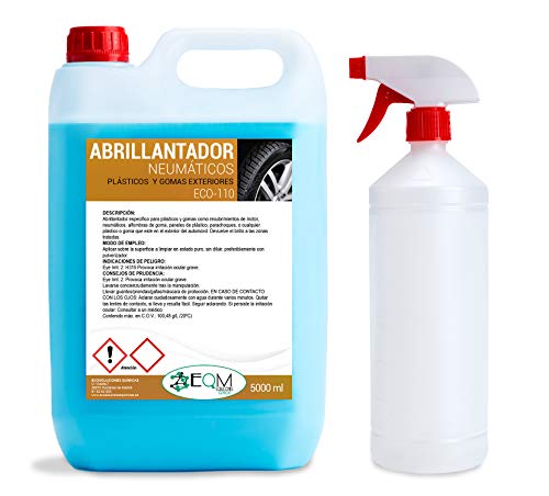 EQM SOLUCIONES QUIMICAS Ecosoluciones Químicas ECO-110 | 5 litros | Abrillantador de Neumáticos y Plásticos Exteriores. Hidrata y Restaura.