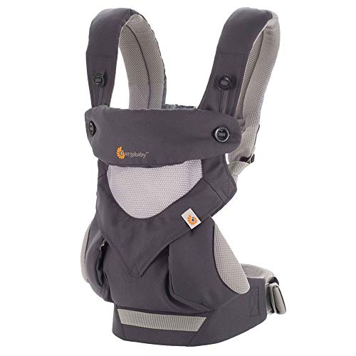 Ergobaby Portabebés 360 Cool Air Mesh Gris Carbón, Bolsa de transporte ergonómica 4en1 Sistema de transporte para bebés Portabebés hasta 20 kg