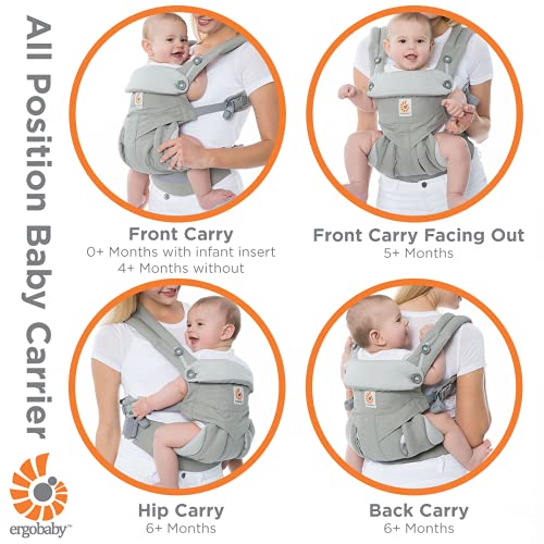 Ergobaby Portabebés 360 Cool Air Mesh Gris Carbón, Bolsa de transporte ergonómica 4en1 Sistema de transporte para bebés Portabebés hasta 20 kg