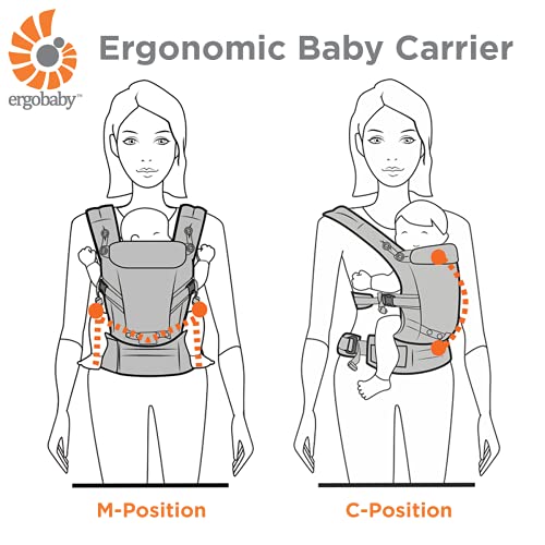 Ergobaby Portabebés 360 Cool Air Mesh Gris Carbón, Bolsa de transporte ergonómica 4en1 Sistema de transporte para bebés Portabebés hasta 20 kg