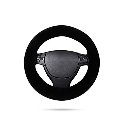 Ergocar Lana Pura Funda para Volante de Coche Suave Universal Antideslizante Invierno Cálido Protector del Volante del Coche - Negro