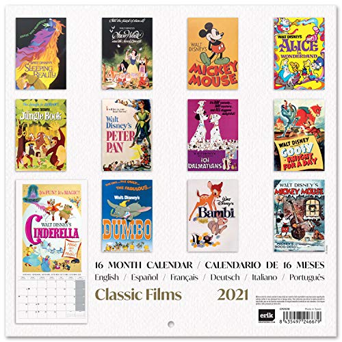 ERIK Calendario de pared 2021 Películas Clásicas Disney, 30x30 cm