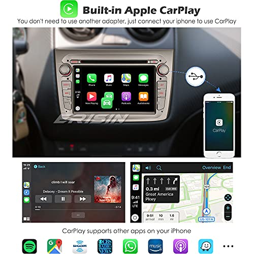 ERISIN 7 Pulgadas Android 10.0 Estéreo de Automóvil para Alfa Romeo Mito GPS Sat Nav Support Bluetooth CarPlay WiFi 4G Dab + RDS Mirror Link TPMS DSP Amplificador DVB-T