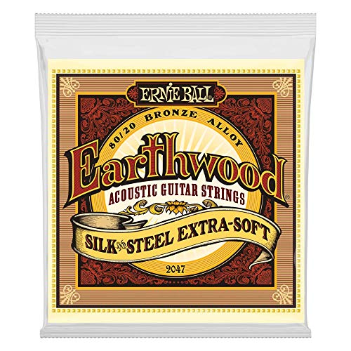 Ernie Ball Earthwood Silk & Steel Cuerdas extra suaves de guitarra acústica de bronce 80/20 - Calibre 10-50