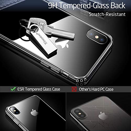 ESR Funda Cristal Compatible con iPhone XS MAX 6.5" 2018, Carcasa Anti-Amarillea y Anti-Arañazos, Parte Posterior del Vidrio Templado 9H+ Borde de TPU, Transparente