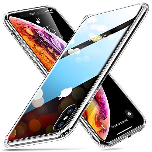 ESR Funda Cristal Compatible con iPhone XS MAX 6.5" 2018, Carcasa Anti-Amarillea y Anti-Arañazos, Parte Posterior del Vidrio Templado 9H+ Borde de TPU, Transparente