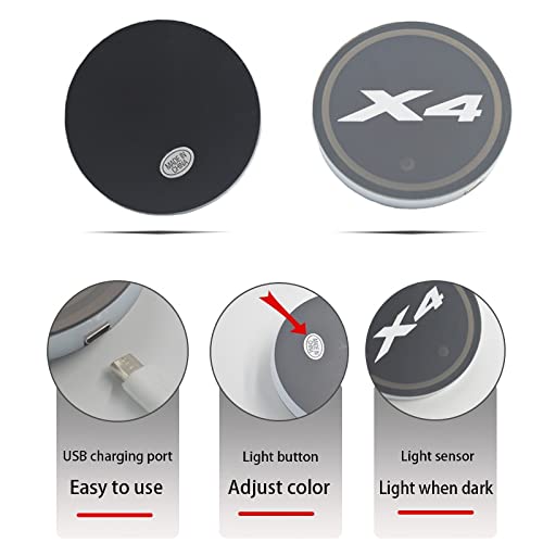 Estera del portavasos del Coche Topo de la montaña de la Taza de Agua del Coche Luminoso 7 Color USB Cargar el Logotipo del Coche LED Atmósfera Light Compatible con B-M-W X4 F26 G02