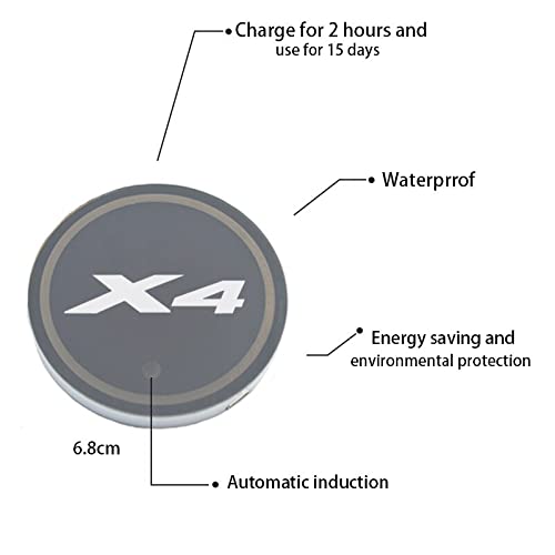 Estera del portavasos del Coche Topo de la montaña de la Taza de Agua del Coche Luminoso 7 Color USB Cargar el Logotipo del Coche LED Atmósfera Light Compatible con B-M-W X4 F26 G02