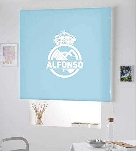 Estor Iroa Personalizable / Escudo Futbol Madrid ¡ESTORES ENROLLABLES TRANSLUCIDOS! (130X170, Azul Celeste)