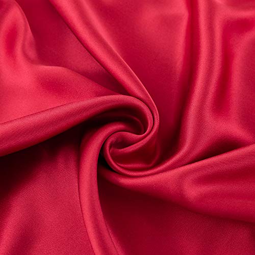 Ethlomoer Funda de almohada de seda pura 100% natural para cabello y piel, ambos lados de 19 mm, hipoalergénico, 600 hilos, 50 x 75 cm, color rojo