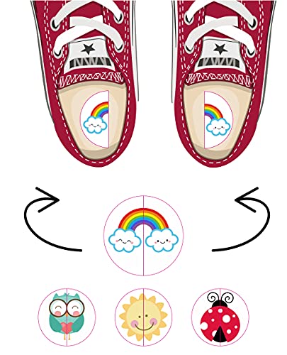 Etiquetas zapatos para diferenciar derecho izquierdo. 20 pares pegatinas niños escuela niña. der izq
