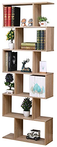 ETNIC ART - Librería estantería mueble oficina moderna contemporánea de dos caras divisoras madera porta CD estantería moderna roble casa de día – 70 x 23,5 x 190 cm estantes