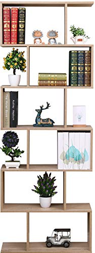 ETNIC ART - Librería estantería mueble oficina moderna contemporánea de dos caras divisoras madera porta CD estantería moderna roble casa de día – 70 x 23,5 x 190 cm estantes