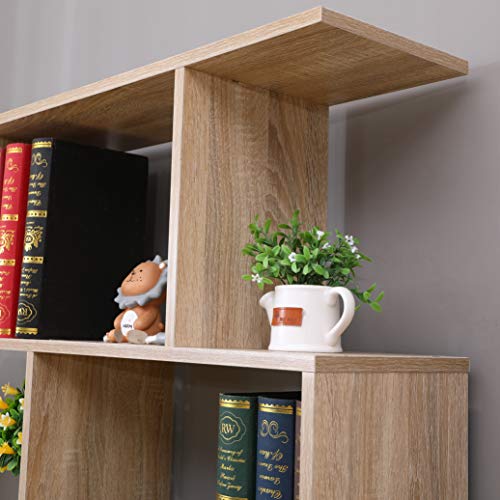 ETNIC ART - Librería estantería mueble oficina moderna contemporánea de dos caras divisoras madera porta CD estantería moderna roble casa de día – 70 x 23,5 x 190 cm estantes