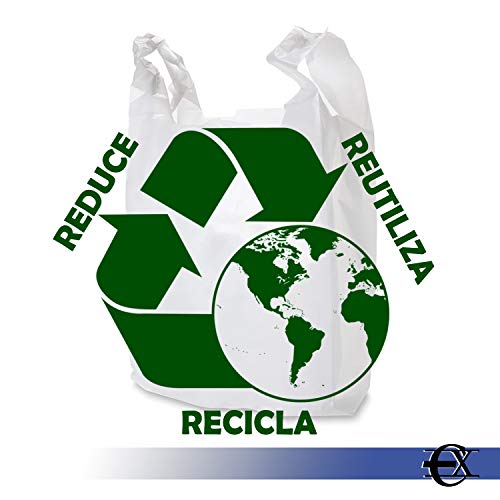 EUROXANTY® Bolsas de Plástico Tipo Camiseta | Alta resistencia | Reutilizables y Reciclables | Material Polietileno de Alta Densidad | Con Asas | Apta para Alimentos | 30 x 40 | 95/100 uds