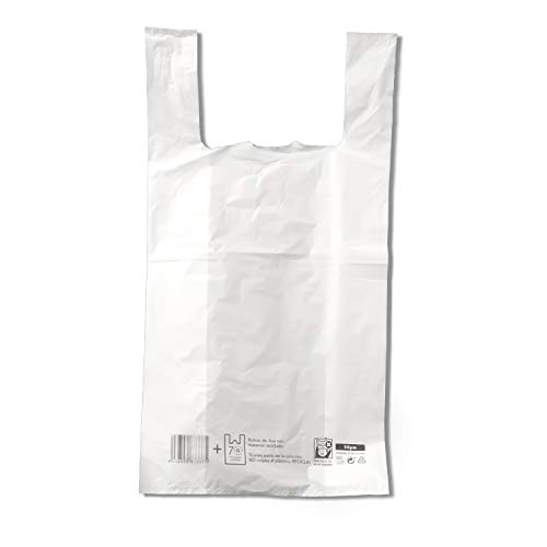 EUROXANTY® Bolsas de Plástico Tipo Camiseta | Alta resistencia | Reutilizables y Reciclables | Material Polietileno de Alta Densidad | Con Asas | Apta para Alimentos | 30 x 40 | 95/100 uds