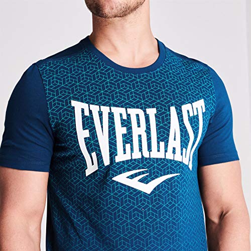 Everlast - Camiseta de cuello redondo para hombre, con estampado geométrico Azul azul XL