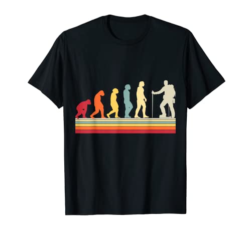 Evolución del hombre Senderismo de montaña Retro Vintage Camiseta