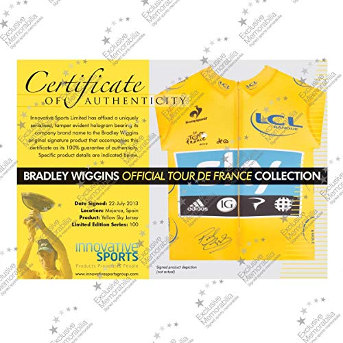 exclusivememorabilia.com Bradley Wiggins firmó el Maillot Amarillo Tour De France 2012. Enmarcado