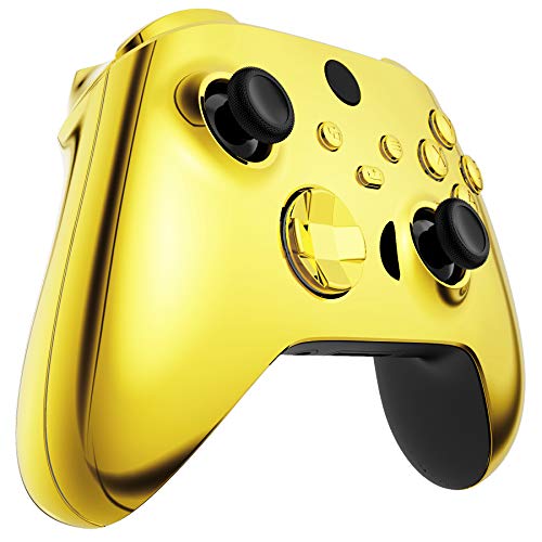 eXtremeRate Carcasa para Mando Xbox Series X S Carcasa Delantera+Carcasa de Grip Protector Brillante Empuñadura Agarre Cubierta Shell para Control de Xbox Series S X-No Incluye Mando(Dorado Cromo)