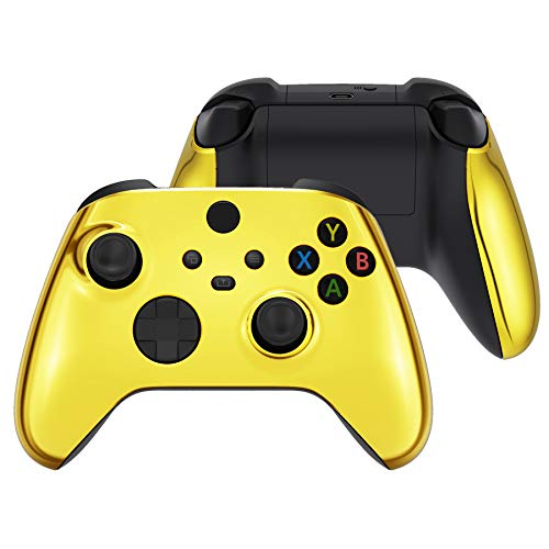 eXtremeRate Carcasa para Mando Xbox Series X S Carcasa Delantera+Carcasa de Grip Protector Brillante Empuñadura Agarre Cubierta Shell para Control de Xbox Series S X-No Incluye Mando(Dorado Cromo)