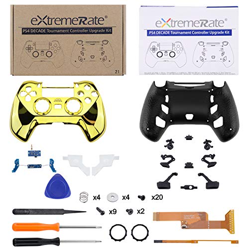 eXtremeRate Decade Tournament Controller(DTC) Actualización Kit para PS4 JDM-040/050/055 Control Actualización Board&Carcasa Ergonómica&Botones Traseros&Gatillos Stops-No Incluye Mando(Dorado Cromo)