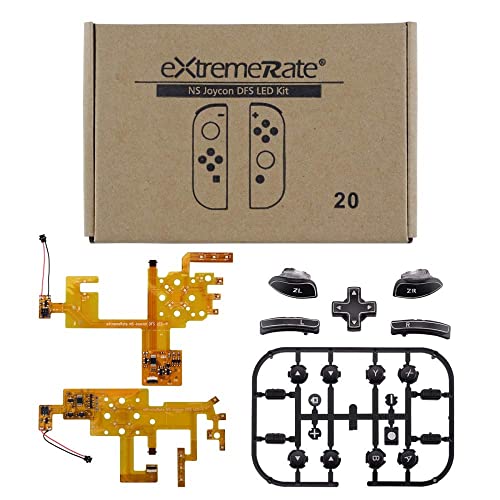 eXtremeRate DFS LED Botones Kit para Nintendo Switch Teclas de 7 Colores 9 Modos Control NS Joycon Botón de ABXY Gatillos Dirección Botones Luminosos para Joy-Con de Switch-No incluye Joycon(Símbolos)