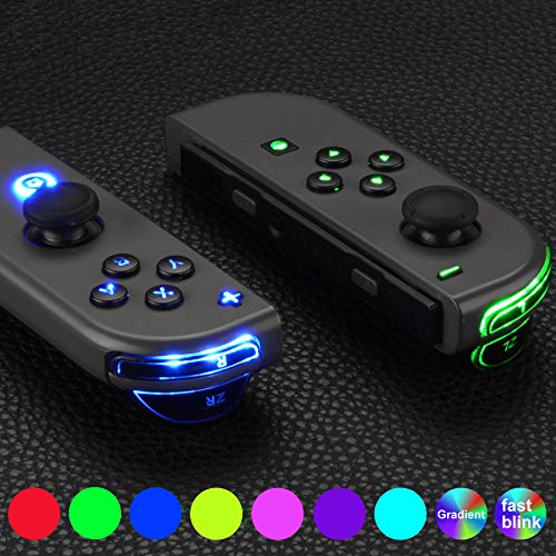 eXtremeRate DFS LED Botones Kit para Nintendo Switch Teclas de 7 Colores 9 Modos Control NS Joycon Botón de ABXY Gatillos Dirección Botones Luminosos para Joy-Con de Switch-No incluye Joycon(Símbolos)