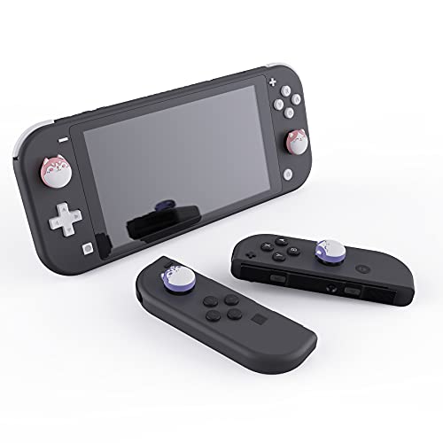 eXtremeRate PlayVital Agarres para el Pulgar para Nintendo Switch Joy-con Lite Tapas de Joystick Thumb Grips de Silicona Tapas de Pulgar para Switch Lite(Husky & Gatito-Rojo Pálido & Violeta Claro)