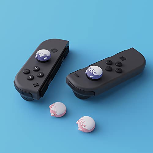 eXtremeRate PlayVital Agarres para el Pulgar para Nintendo Switch Joy-con Lite Tapas de Joystick Thumb Grips de Silicona Tapas de Pulgar para Switch Lite(Husky & Gatito-Rojo Pálido & Violeta Claro)