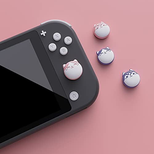 eXtremeRate PlayVital Agarres para el Pulgar para Nintendo Switch Joy-con Lite Tapas de Joystick Thumb Grips de Silicona Tapas de Pulgar para Switch Lite(Husky & Gatito-Rojo Pálido & Violeta Claro)